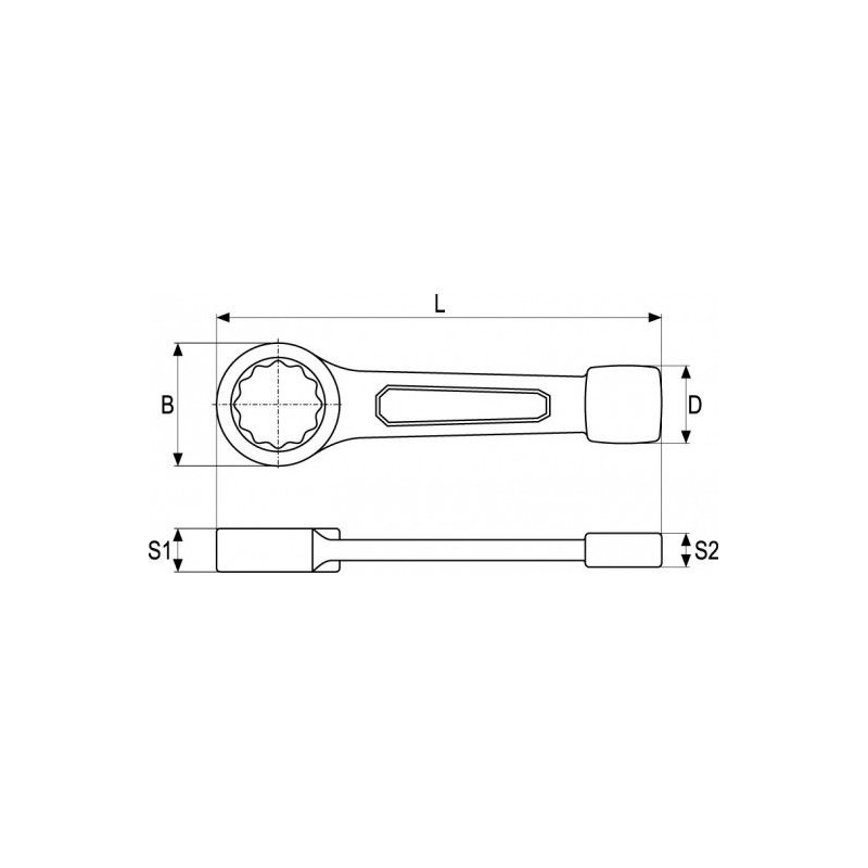 Maticový očkový rázový klíč - 65 mm
