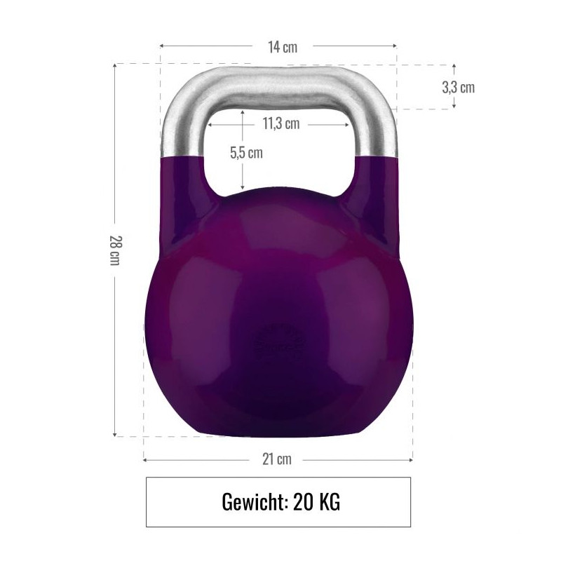 Gorilla Sports Soutěžní kettlebell, fialový, 20 kg
