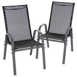 Sada 2 ks zahradních stohovatelných židlí - černá