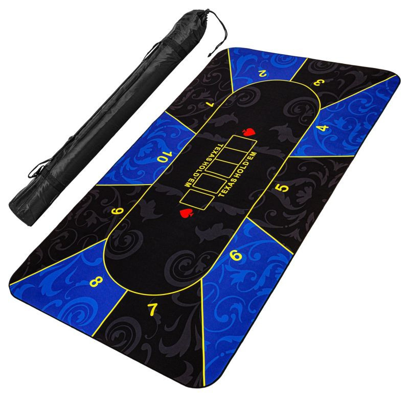 Skládací pokerová podložka, modrá/černá, 160 x 80 cm