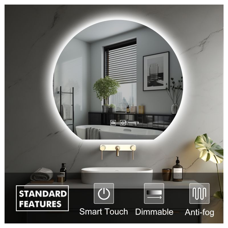 IREDA koupelnové zrcadlo s LED osvětlením, kulaté, 50 cm