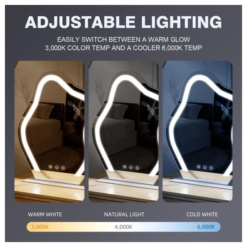 Ireda Stolní LED Zrcadlo s dotykovým ovládáním, 44x55cm