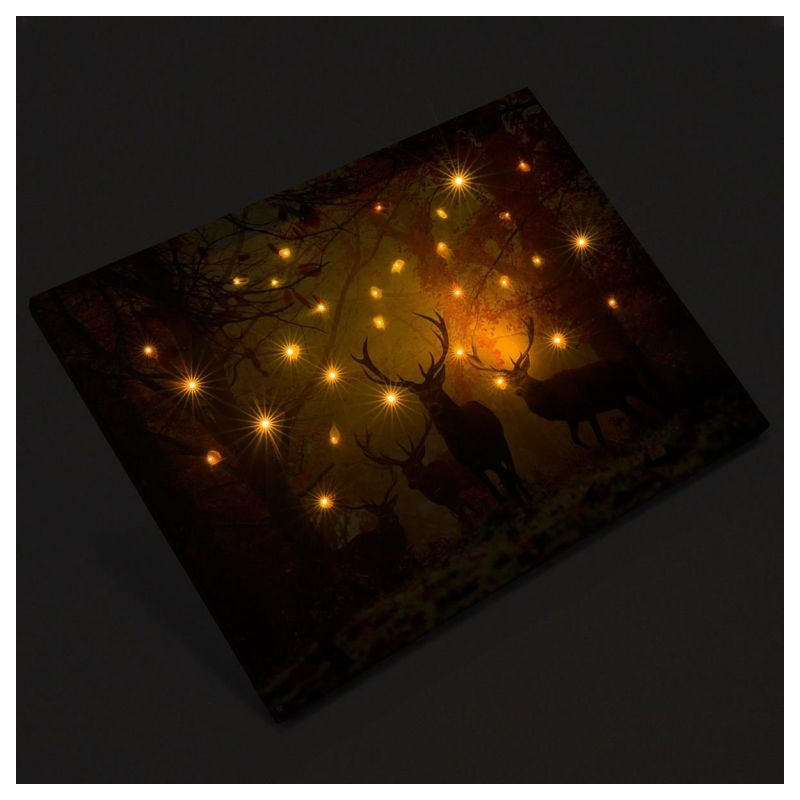 Nástěnná malba jelení stádo, 30 LED, 30 x 40 cm