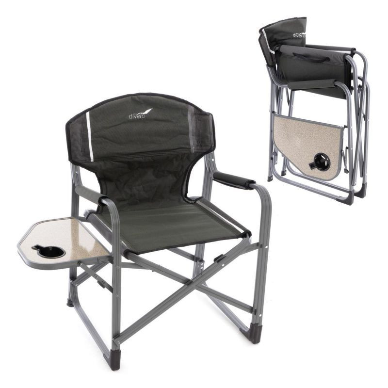 Kempinková židle se stolkem a držákem nápojů, 2 ks, šedá