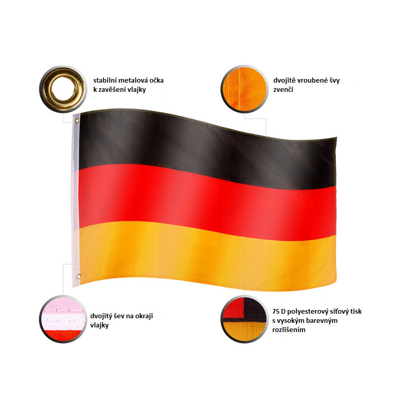 Vlajka Německo - 120 cm x 80 cm