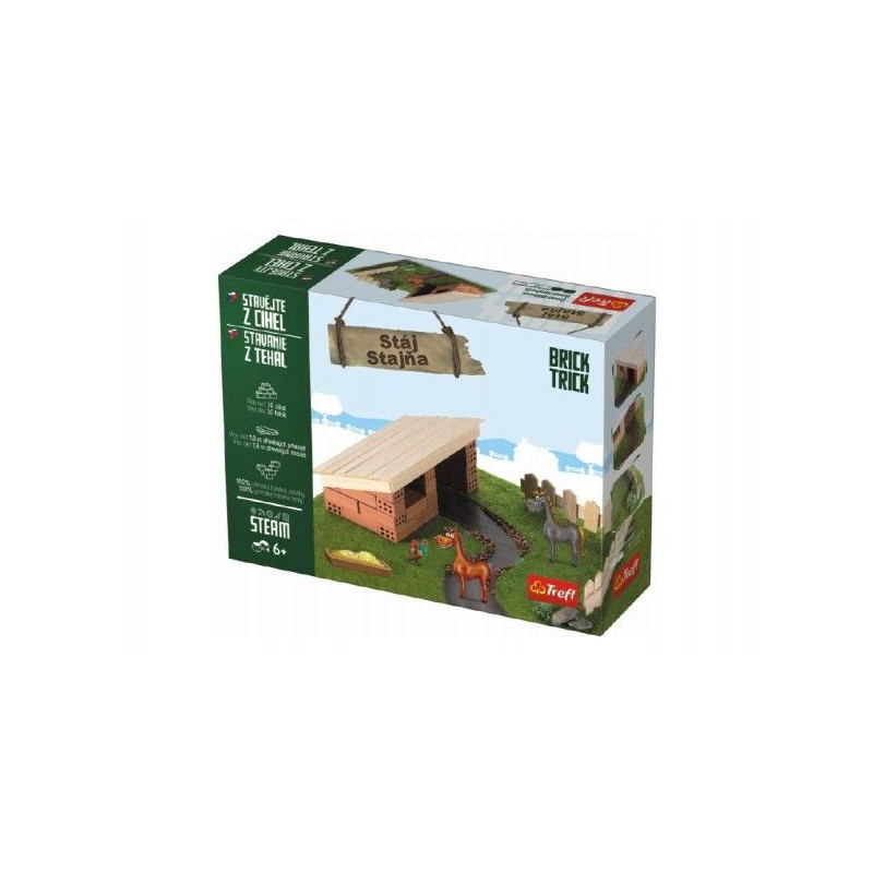 Stavějte z cihel Stáj stavebnice Brick Trick v krabici 28x21x7cm