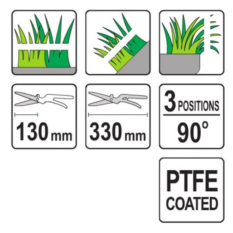 Nůžky na trávu 330 mm 3 pozice (90°)