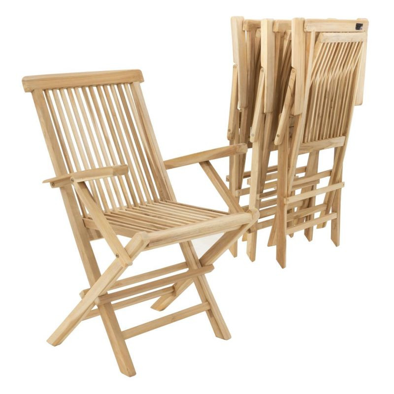 Sada 4 kusů zahradní židle DIVERO skládací - týkové dřevo
