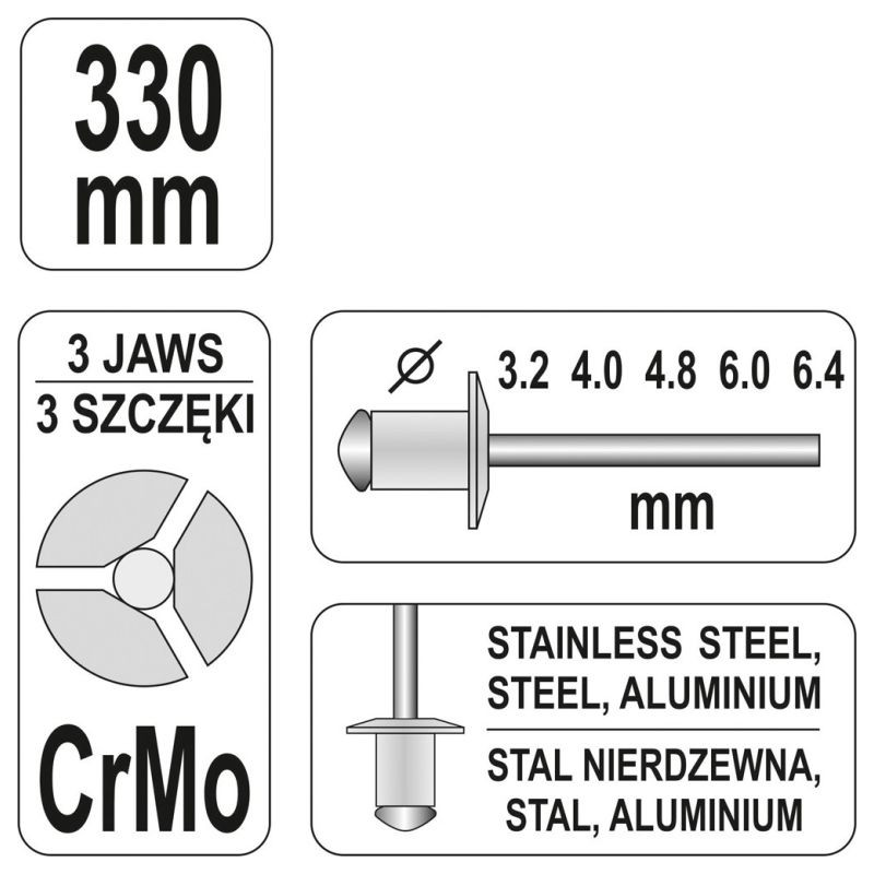 Nýtovací pákové kleště - 330 mm