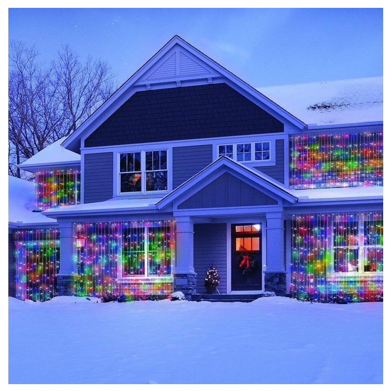 Vánoční světelný závěs - 3x3 m, 300 LED, barevný