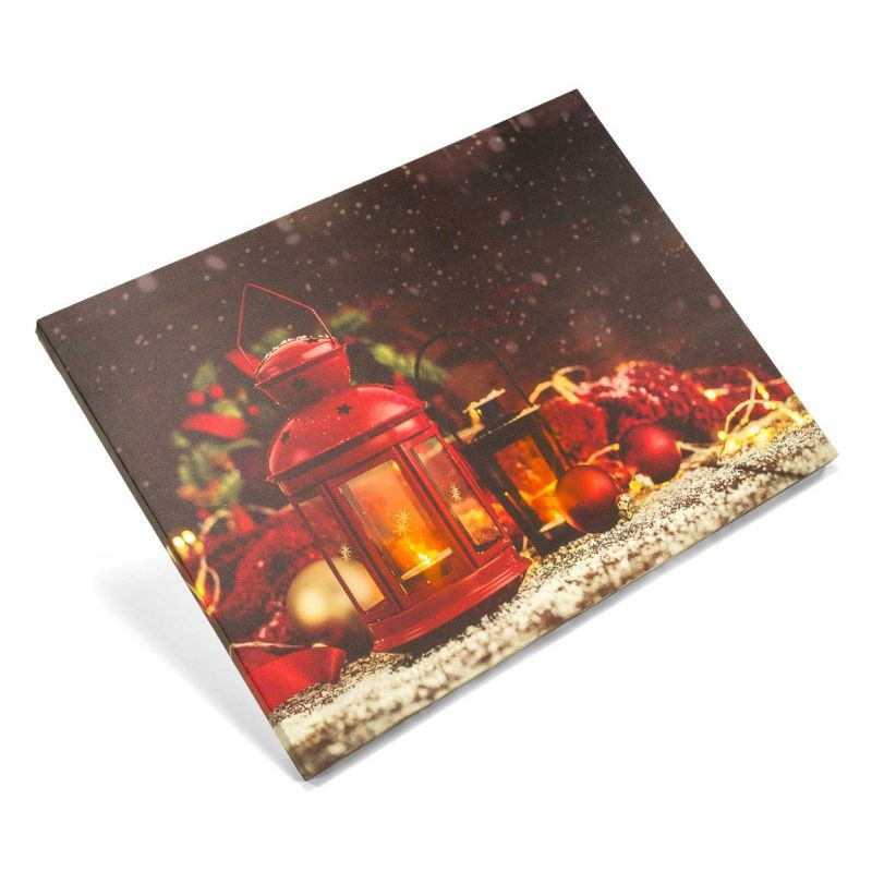 Nástěnná malba červené lucerny, 2 LED, 30 x 40 cm
