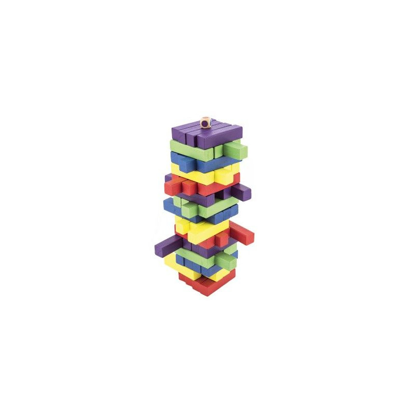 Hra věž dřevěná 60 ks barevných dílků společenská hra