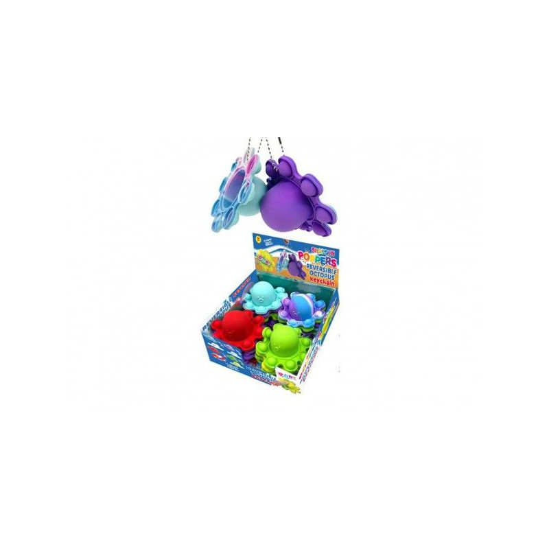 Přívěšek Bubble pops-Praskající bubliny chobotnice silikon antistr. spol. hra 4 barvy 24ks box