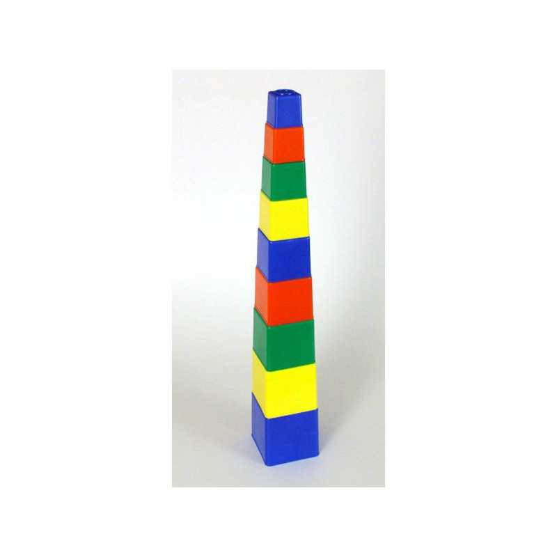 Kubus pyramida skládanka hranatá plast 9ks - 4 barvy