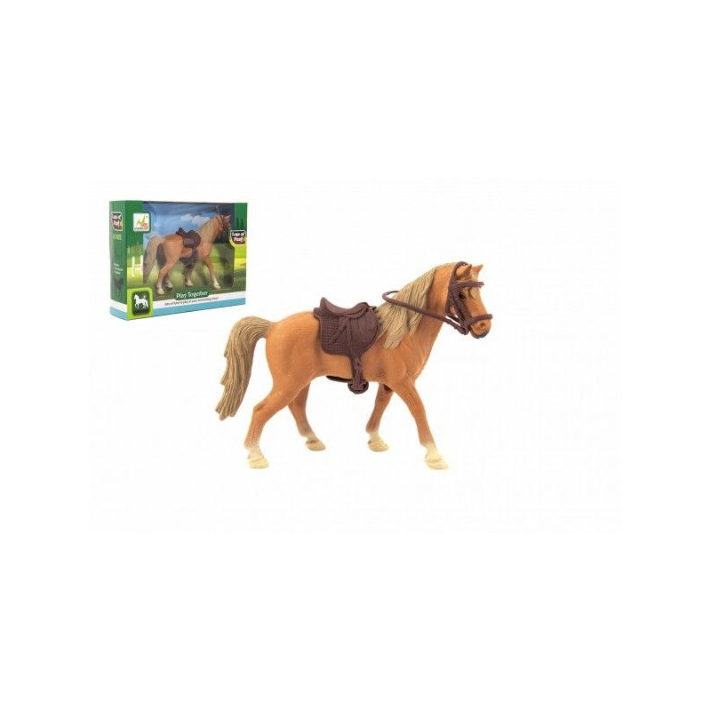 Kůň se sedlem plast 15cm v krabičce 19x14x5cm