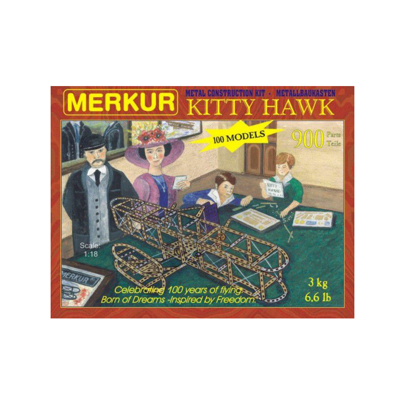 Stavebnice MERKUR Kitty Hawk 100 modelů 900ks v krabici 36x27x5cm