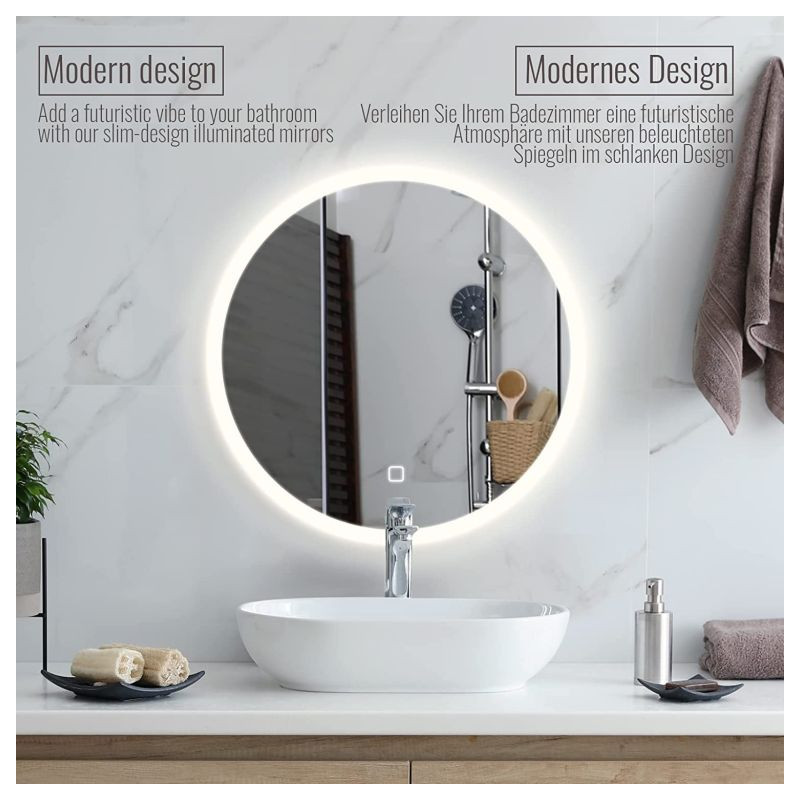 Aquamarin Koupelnové LED zrcadlo kulaté - 80 cm