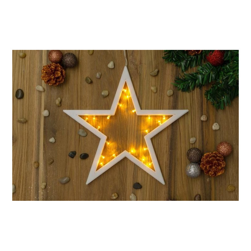 Vánoční dekorace - hvězda, 20 LED, teple bílá