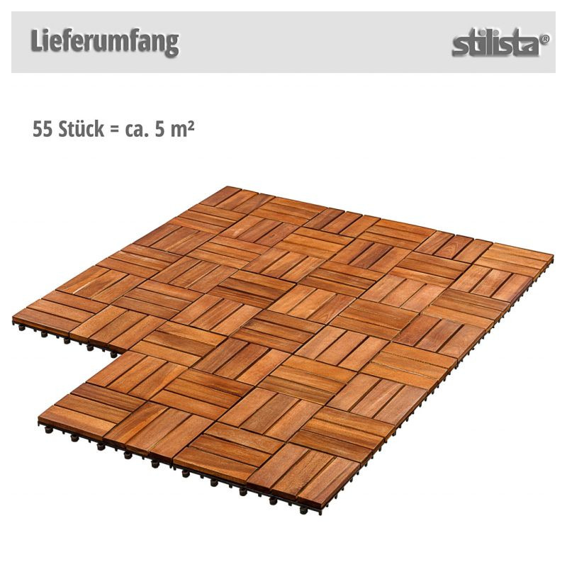 STILISTA, Dřevěné dlaždice, mozaika 4x3, akát, 5 m², 55 ks