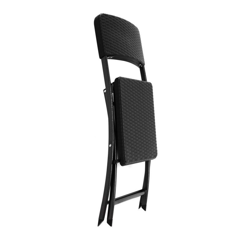 Sada závěsný stůl a 2 židle ratanového vzhledu, černá