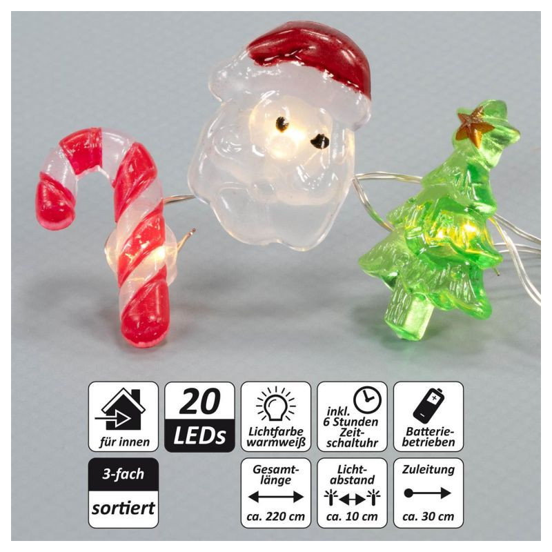 Vánoční světelná dekorace, 20 LED, teplá bílá, 3 ks