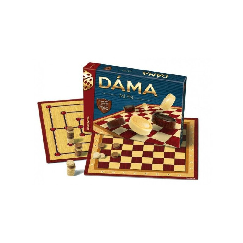 Dáma + mlýn společenská hra v krabici 33x23x4cm