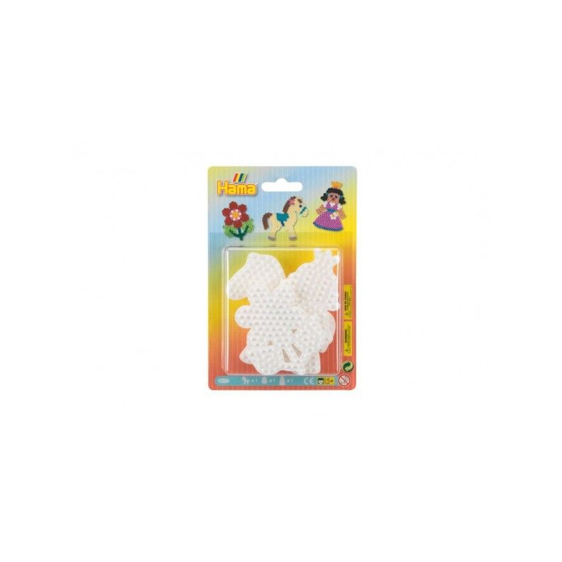 Podložka na zažehlovací korálky - kytička,koník, princezna plast 3ks na kartě 12x18x3cm